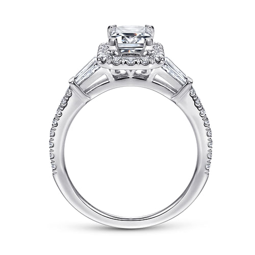 Larkin - 14K White Gold Emerald Halo Diamond Channel Set Engagement Ring - 0.57 ct - Shot 2