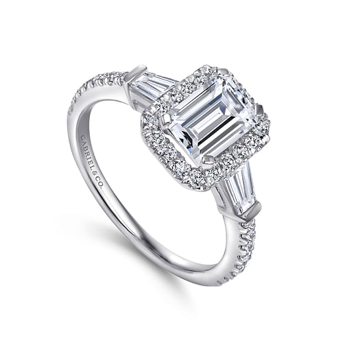 Larkin - 14K White Gold Emerald Halo Diamond Channel Set Engagement Ring - 0.57 ct - Shot 3
