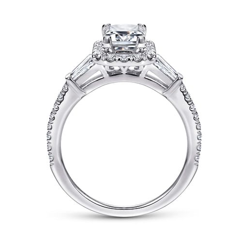 Larkin - 14K White Gold Emerald Halo Diamond Engagement Ring - 0.57 ct - Shot 2