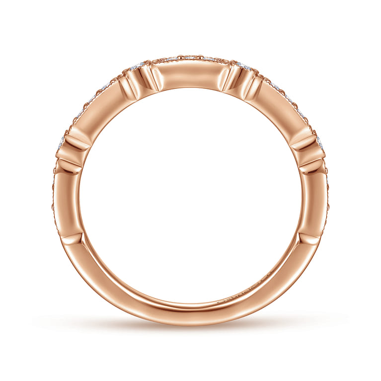 Straight Wedding Ring in 14k Rose Gold with Round Natural Diamond at Gabriel & Co. - Shot 2