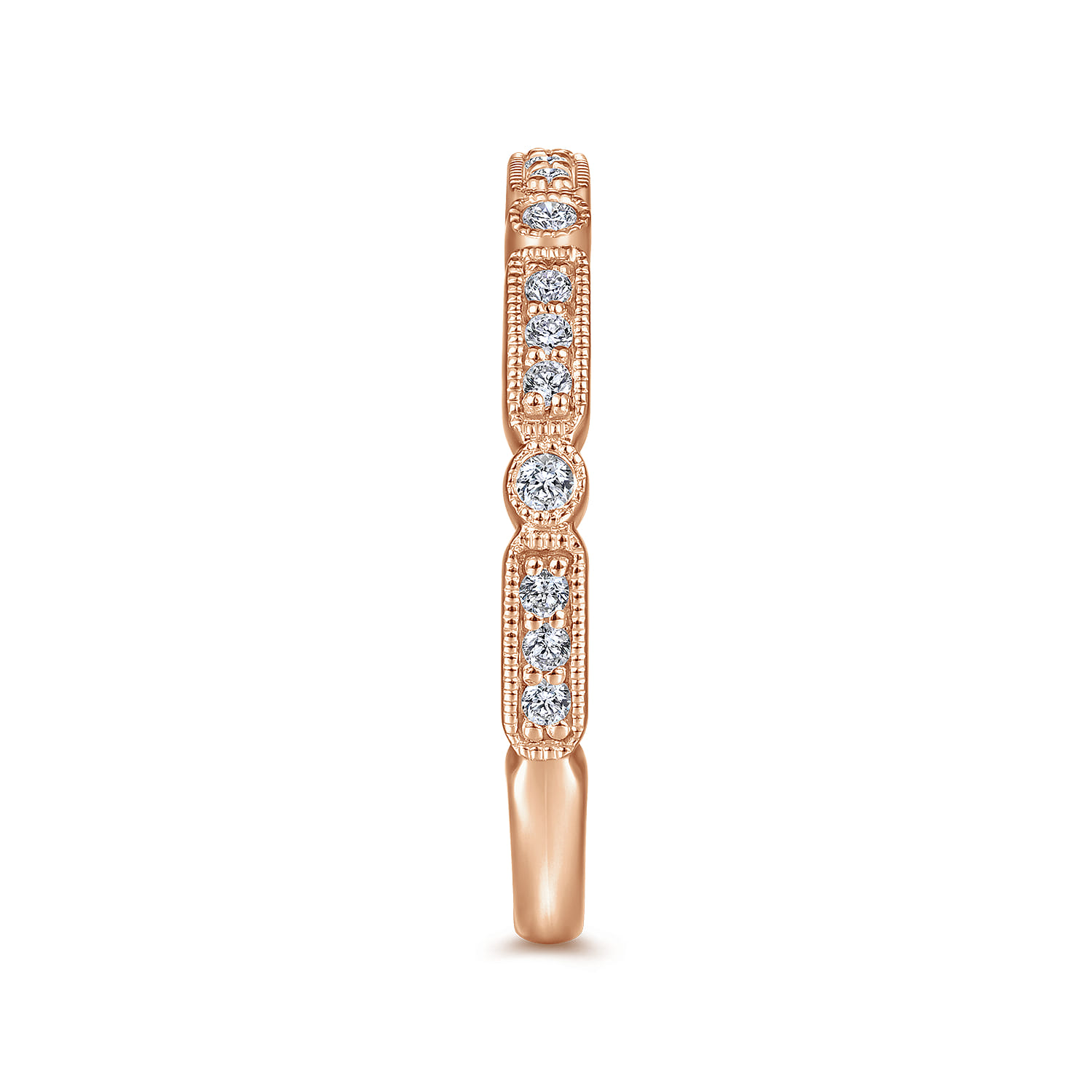 Straight Wedding Ring in 14k Rose Gold with Round Natural Diamond at Gabriel & Co. - Shot 4