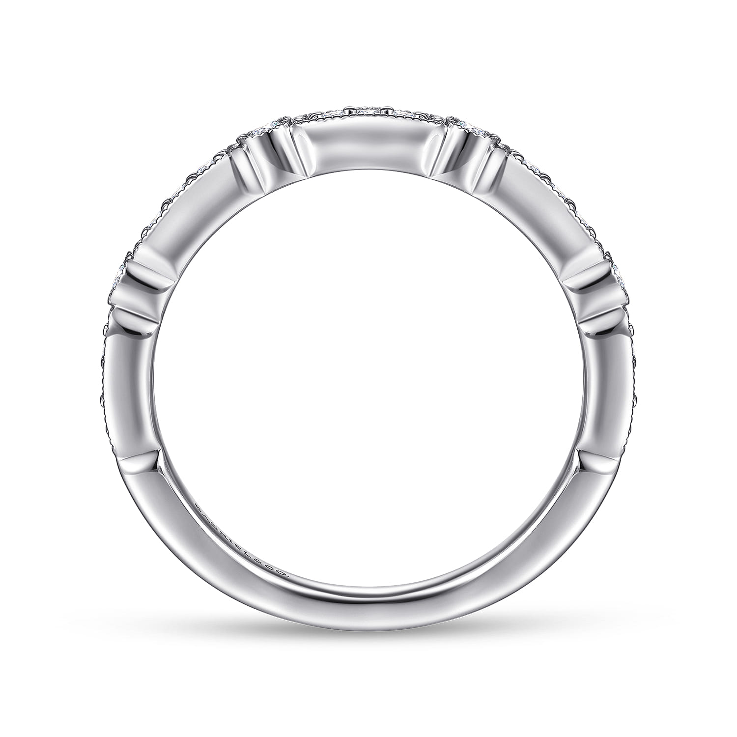 Straight Wedding Ring in 14k White Gold with Round Natural Diamond at Gabriel & Co. - Shot 2