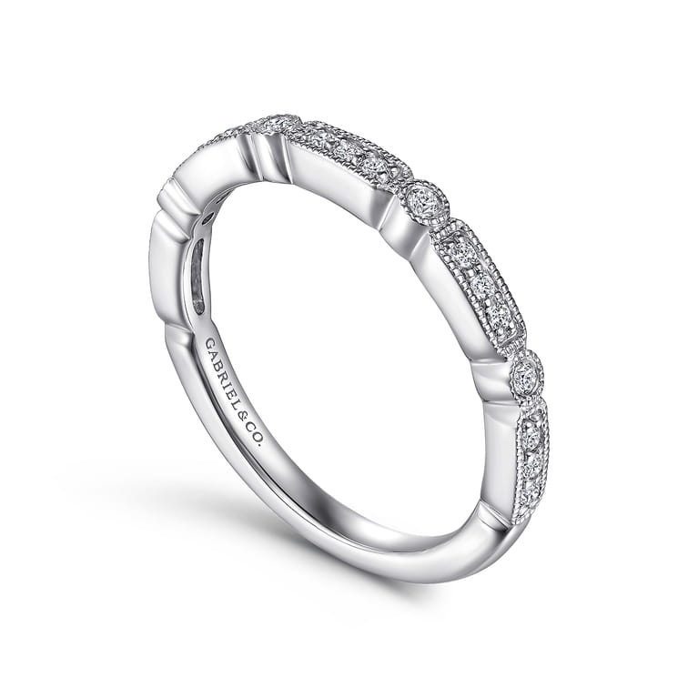 Straight Wedding Ring in 14k White Gold with Round Natural Diamond at Gabriel & Co. - Shot 3