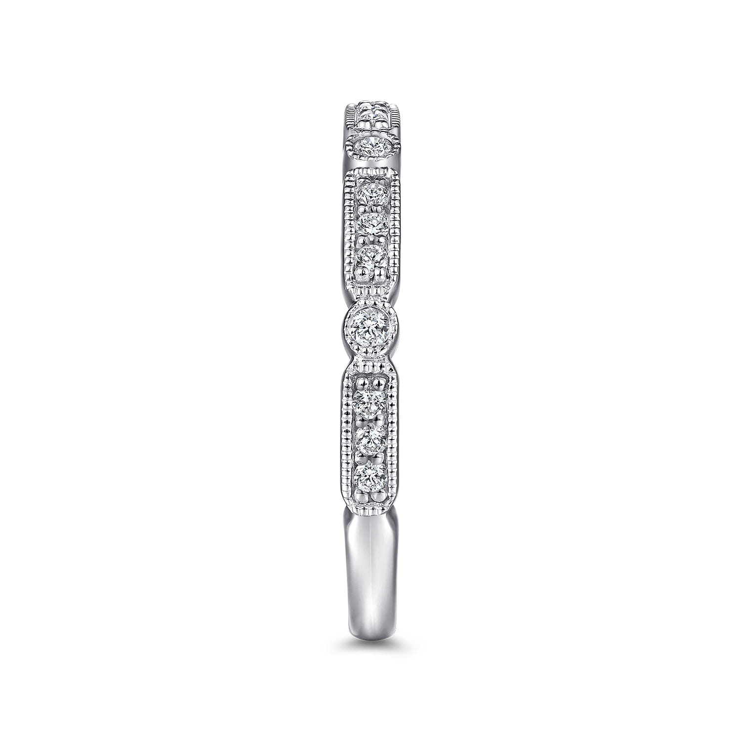 Straight Wedding Ring in 14k White Gold with Round Natural Diamond at Gabriel & Co. - Shot 4