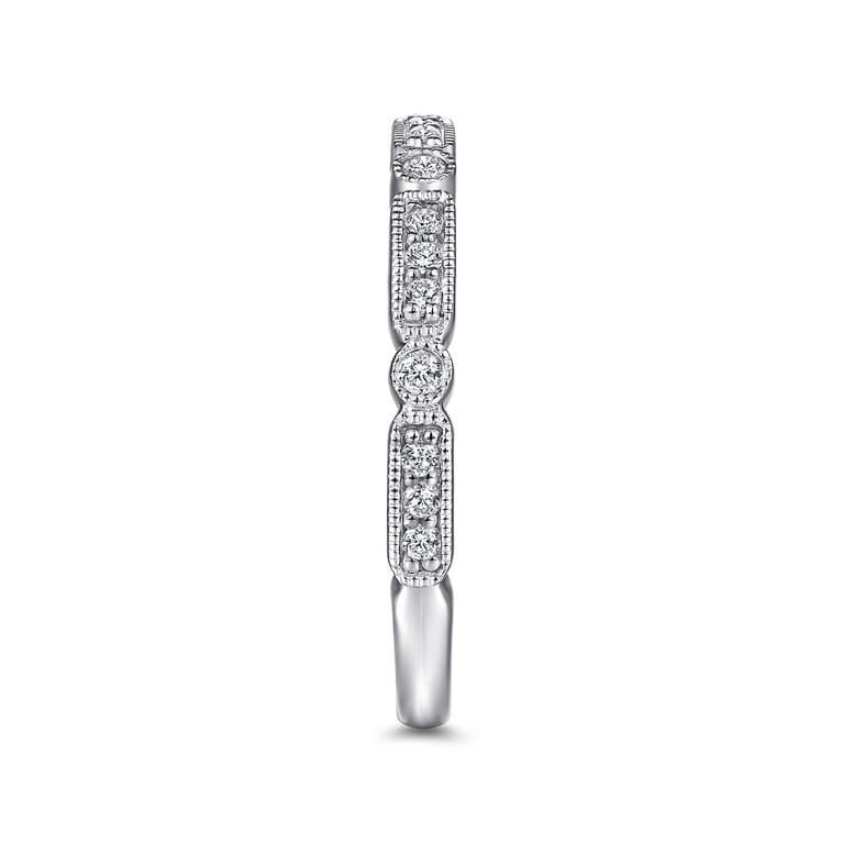 Straight Wedding Ring in 14k White Gold with Round Natural Diamond at Gabriel & Co. - Shot 4