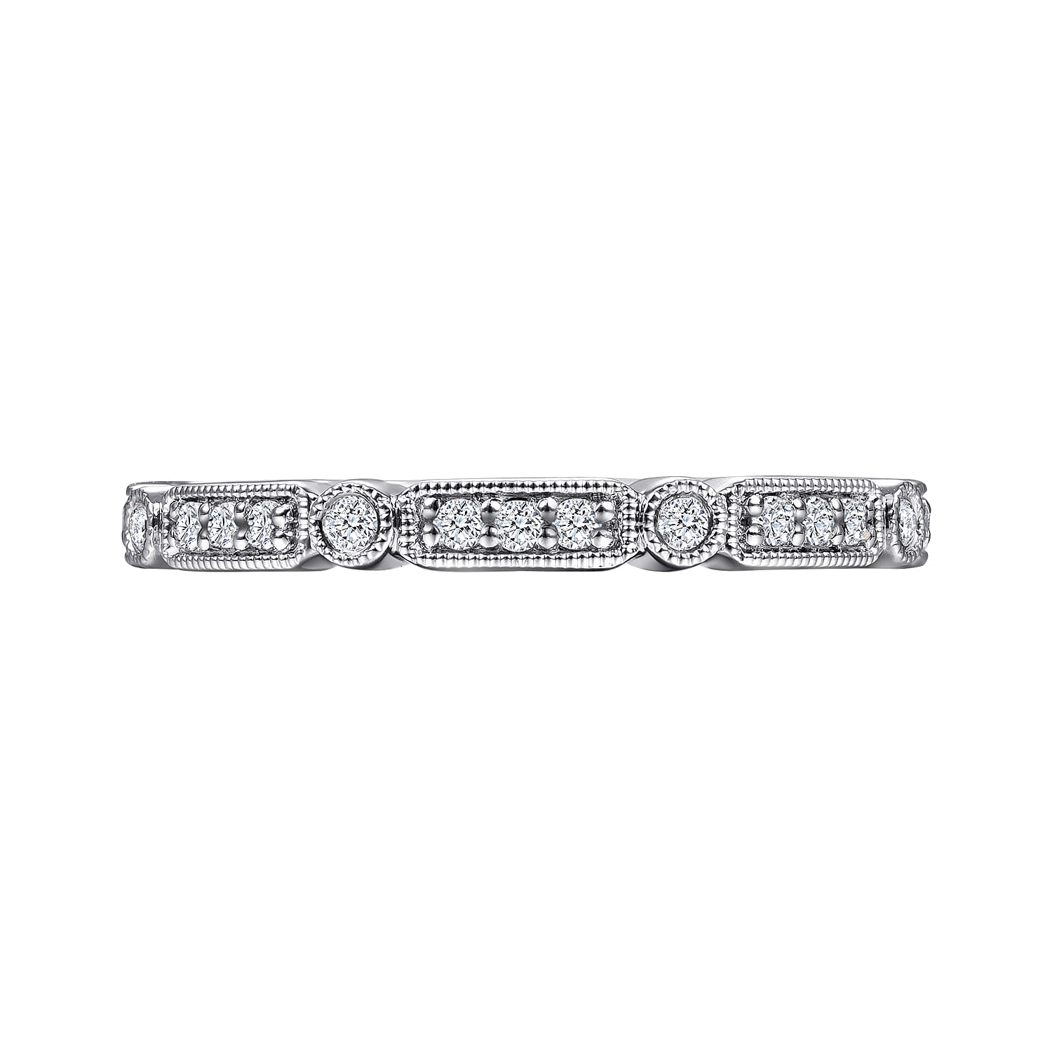 Straight Wedding Ring in 14k White Gold with Round Natural Diamond at Gabriel & Co. - Shot 6