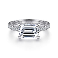 Laurel - 14K White Gold East West Emerald Diamond Engagement Ring