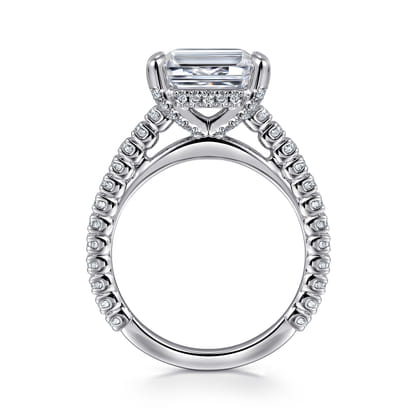 Laurel - 14K White Gold East West Emerald Diamond Engagement Ring