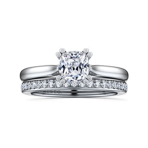Lauren - 14K White Gold Cushion Cut Diamond Engagement Ring - Shot 4