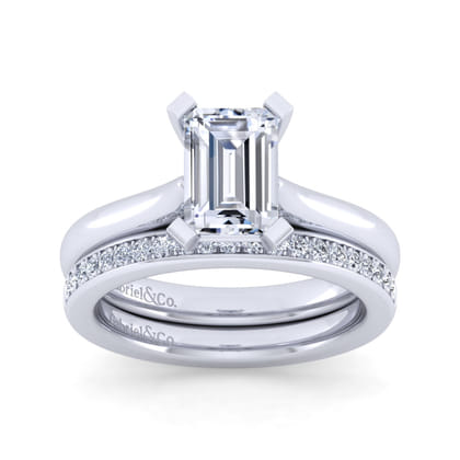 Lauren - 14K White Gold Emerald Cut Diamond Engagement Ring