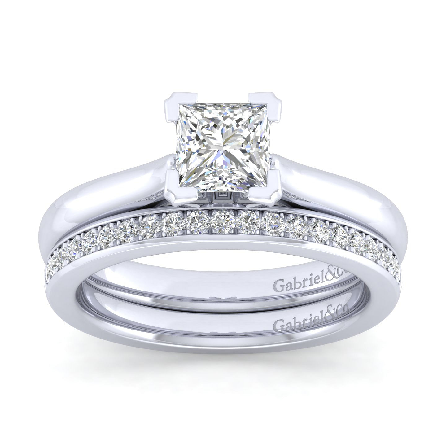 Lauren - 14K White Gold Princess Cut Diamond Engagement Ring - Shot 4