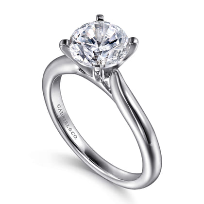 Lauren - 14K White Gold Round Solitaire Diamond Engagement Ring