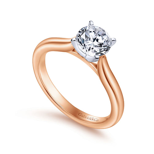 Lauren - 14K White-Rose Gold Round Diamond Engagement Ring - Shot 3