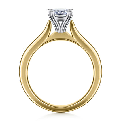 Lauren - 14K White-Yellow Gold Cushion Cut Diamond Engagement Ring