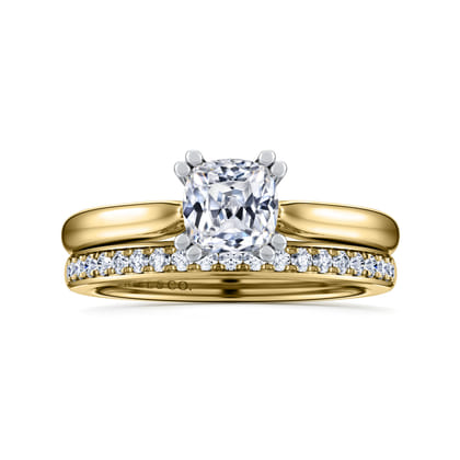 Lauren - 14K White-Yellow Gold Cushion Cut Diamond Engagement Ring
