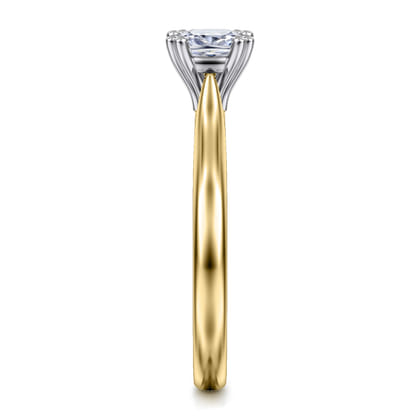 Lauren - 14K White-Yellow Gold Cushion Cut Diamond Engagement Ring