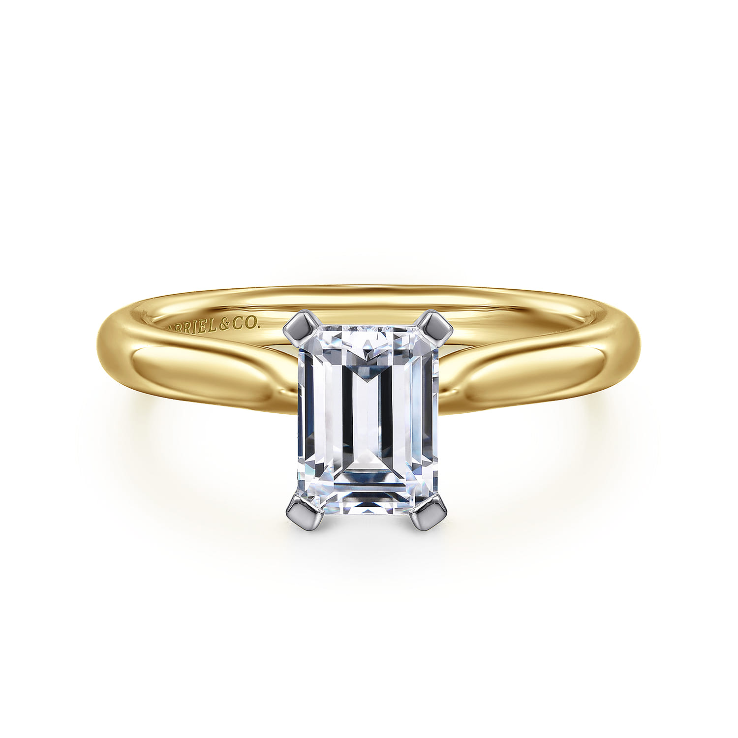 Lauren - 14K White-Yellow Gold Emerald Cut Diamond Engagement Ring