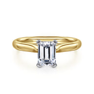 Lauren - 14K White-Yellow Gold Emerald Cut Diamond Engagement Ring