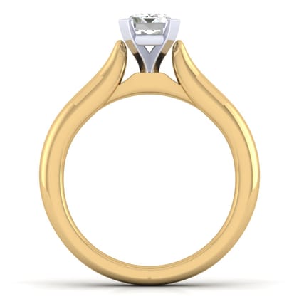 Lauren - 14K White-Yellow Gold Emerald Cut Diamond Engagement Ring
