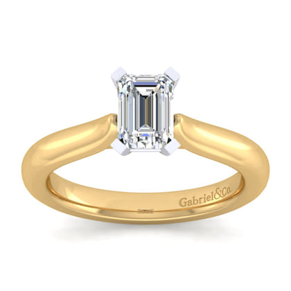 Lauren - 14K White-Yellow Gold Emerald Cut Diamond Engagement Ring