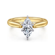 Lauren - 14K White-Yellow Gold Marquise Shape Diamond Engagement Ring