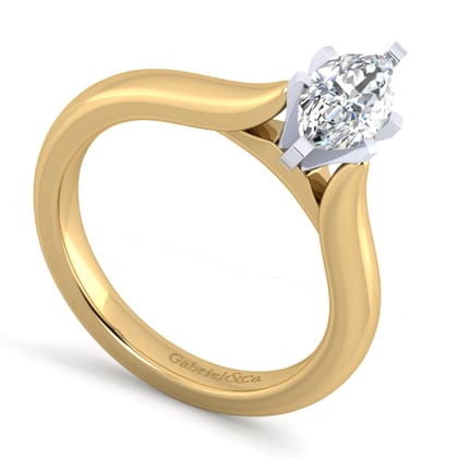 Lauren - 14K White-Yellow Gold Marquise Shape Diamond Engagement Ring