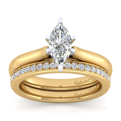 Lauren - 14K White-Yellow Gold Marquise Shape Diamond Engagement Ring