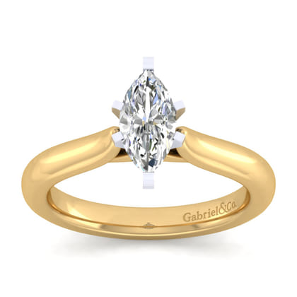 Lauren - 14K White-Yellow Gold Marquise Shape Diamond Engagement Ring