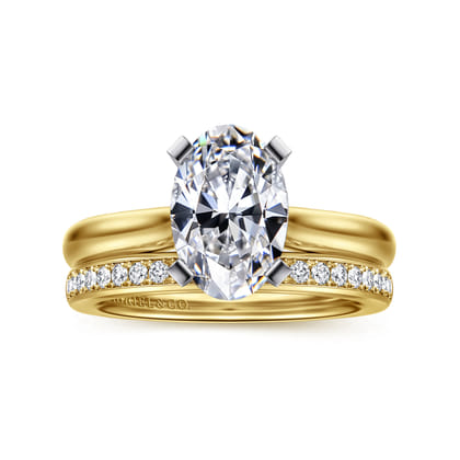 Lauren - 14K White-Yellow Gold Oval Diamond Engagement Ring