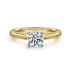 14K White-Yellow Gold Round Diamond Engagement Ring