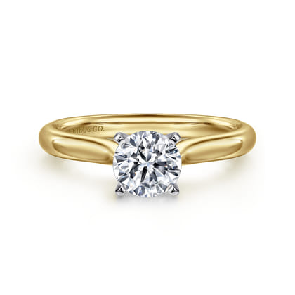 Lauren - 14K White-Yellow Gold Round Diamond Engagement Ring