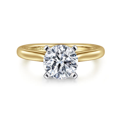 Lauren - 14K White-Yellow Gold Round Diamond Engagement Ring