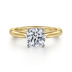 14K White-Yellow Gold Round Solitaire Diamond Engagement Ring