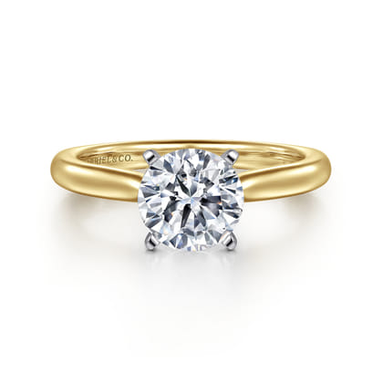 Lauren - 14K White-Yellow Gold Round Solitaire Diamond Engagement Ring