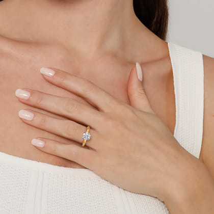 Lauren - 14K White-Yellow Gold Round Solitaire Diamond Engagement Ring