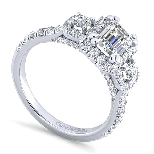 Lavender - 14K White Gold Emerald Cut Diamond Engagement Ring - 0.95 ct - Shot 3