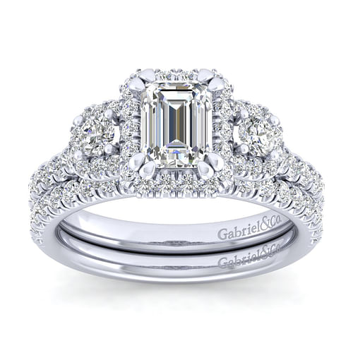 Lavender - 14K White Gold Emerald Cut Diamond Engagement Ring - 0.95 ct - Shot 4