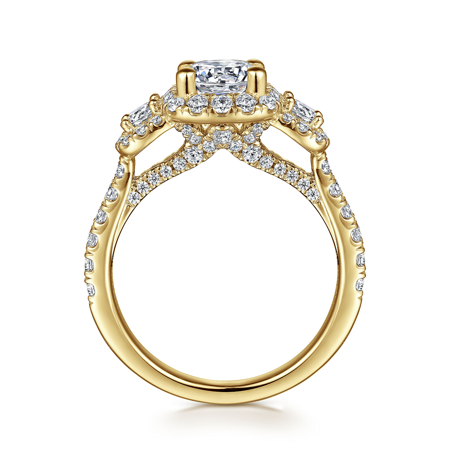 Lavender - 14K Yellow Gold Round Diamond Engagement Ring - 0.95 ct - Shot 2
