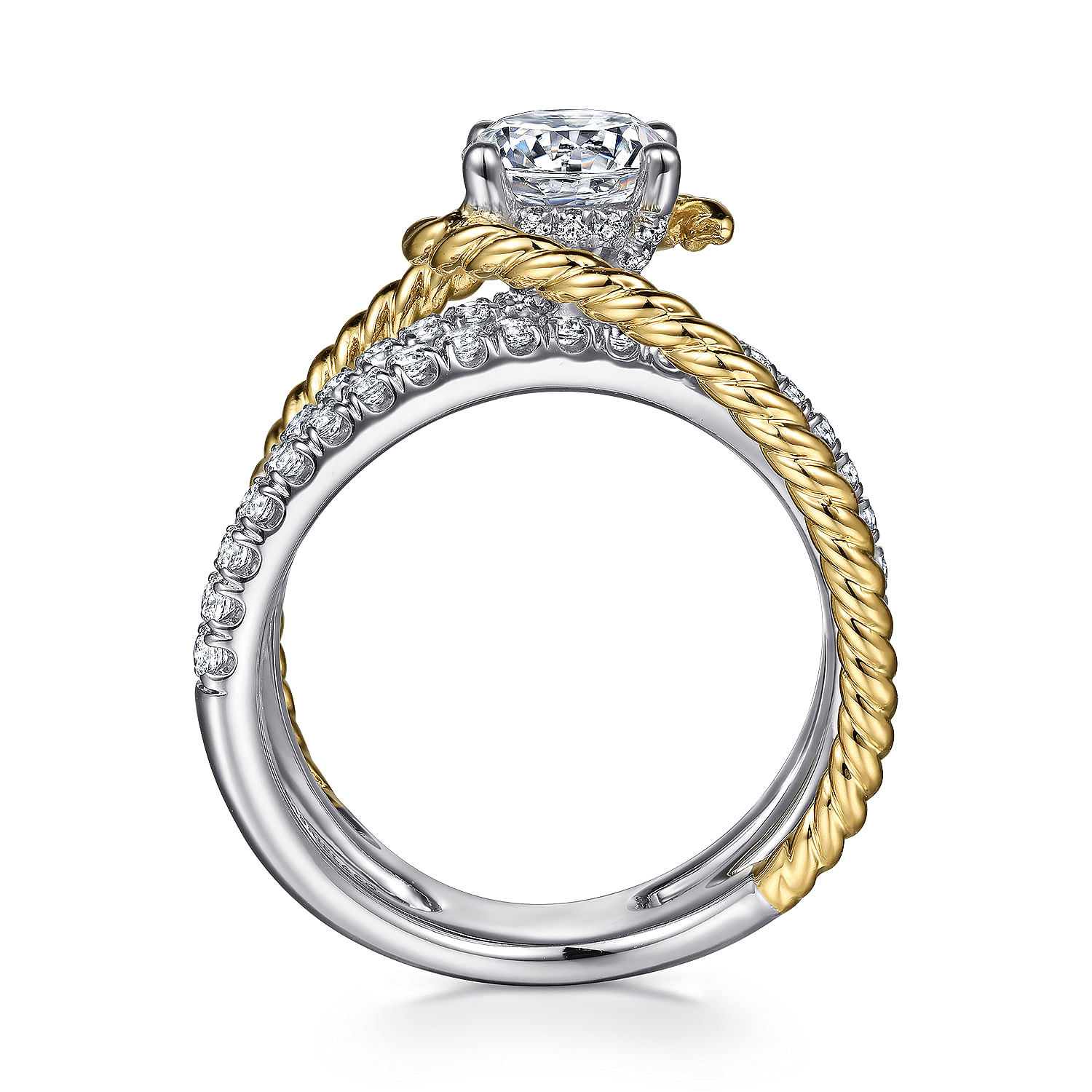 Lavish - 14K White-Yellow Gold Free Form Round Diamond Engagement Ring - 0.61 ct - Shot 2