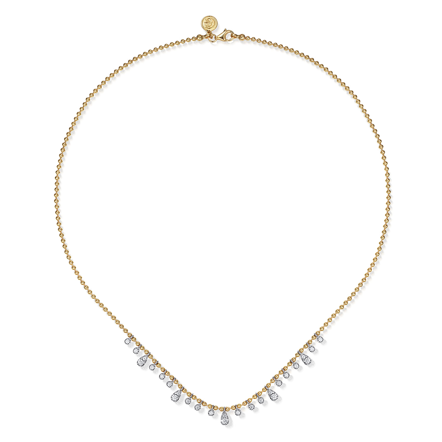 Layered Necklace Droplet 14K White and Yellow Gold Diamond 0.5ct Bujukan