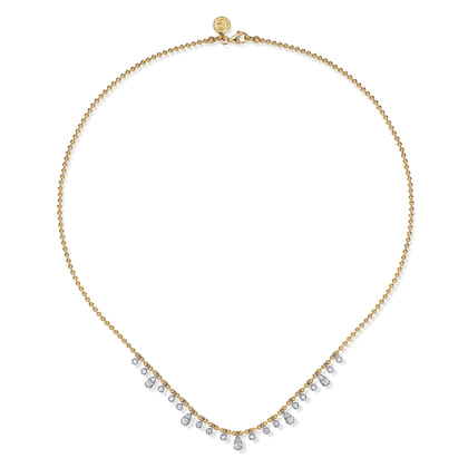 Layered Necklace Droplet 14K White and Yellow Gold Diamond 0.5ct Bujukan