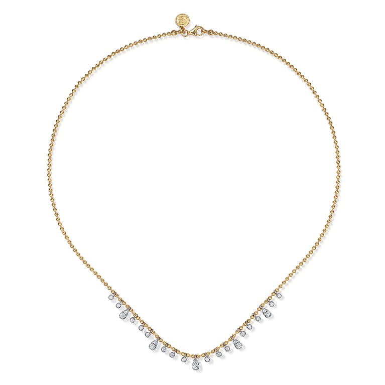Layered Necklace Droplet 14K White and Yellow Gold Diamond 0.5ct Bujukan - 0.5 ct - Shot 2
