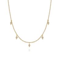 Layered Necklace Droplet 14K Yellow Gold Diamond 0.05ct