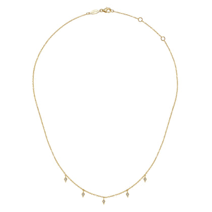 Layered Necklace Droplet 14K Yellow Gold Diamond 0.05ct