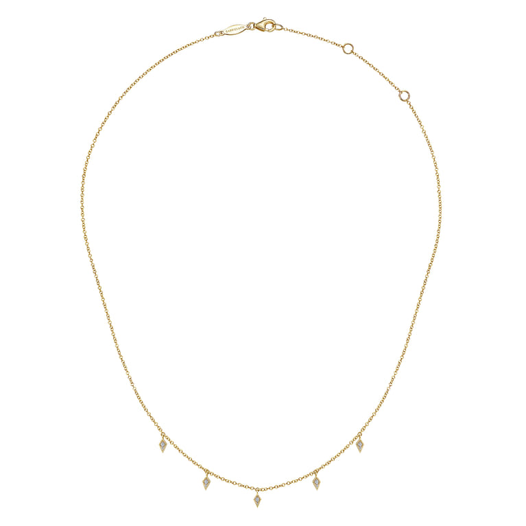 Layered Necklace Droplet 14K Yellow Gold Diamond 0.05ct - 0.05 ct - Shot 2