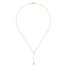Layered Y Necklace 14K Yellow Gold Diamond and Pearl 0.04ct - 0.04 ct