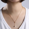Layered Y Necklace 14K Yellow Gold Diamond and Pearl 0.04ct - 0.04 ct