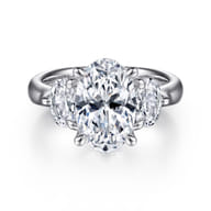 Laynie - 14K White Gold Oval Three Stone Diamond Engagement Ring