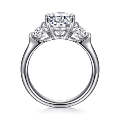 Laynie - 14K White Gold Oval Three Stone Diamond Engagement Ring