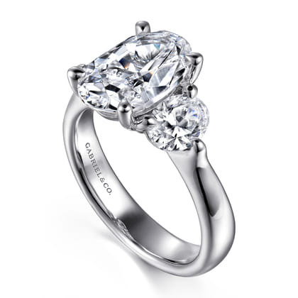 Laynie - 14K White Gold Oval Three Stone Diamond Engagement Ring